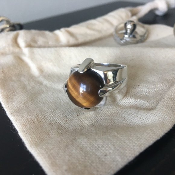 Pamela Love  sterling silver "dasha" ring with tiger's eye inlay - Picture 2 of 4